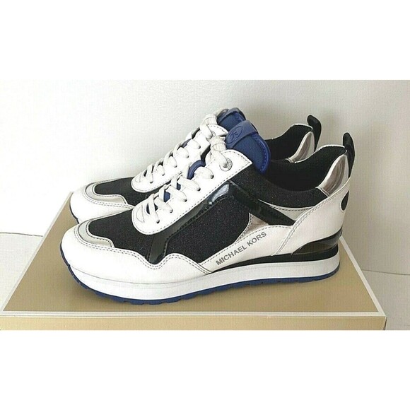New Michael Kors Wilma Trainer Pixie Fine Glitter sneakers US size 6 Black White - Picture 1 of 9